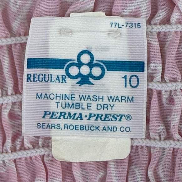 Sears Girl’s Smocked Perma Prest Cottagecore Pink Dress - Picture 3 of 11